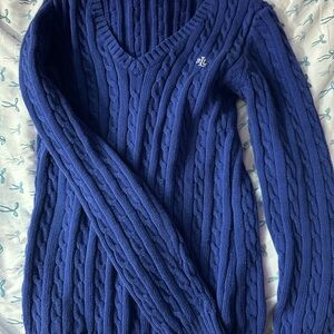 Ralph Lauren Women's Blue Cable Knit Sweater